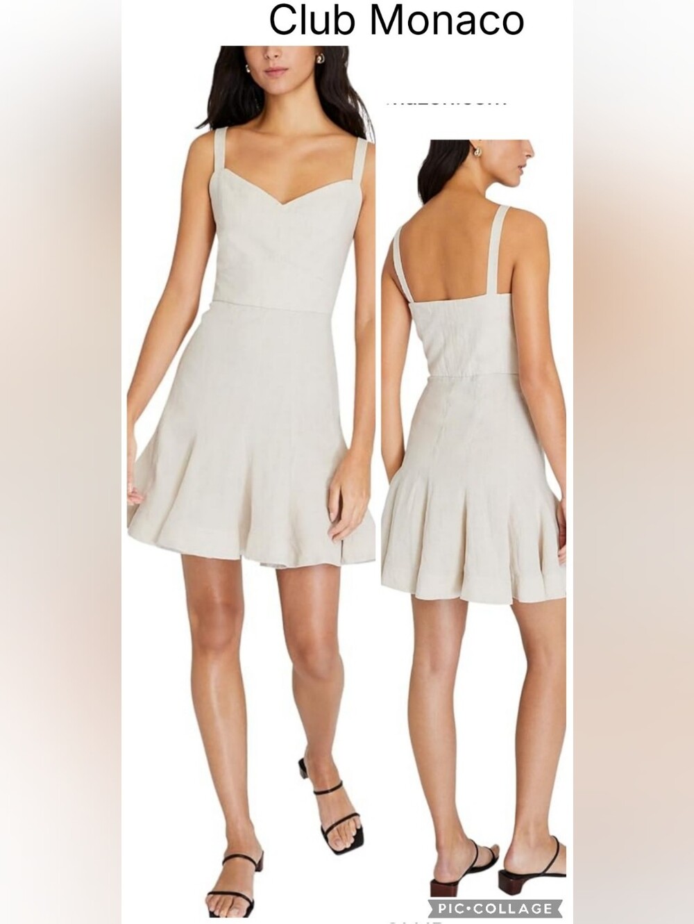 BNWT Club Monaco Cream Fit-&-Flare Mini Dress 100% Linen Sz 8